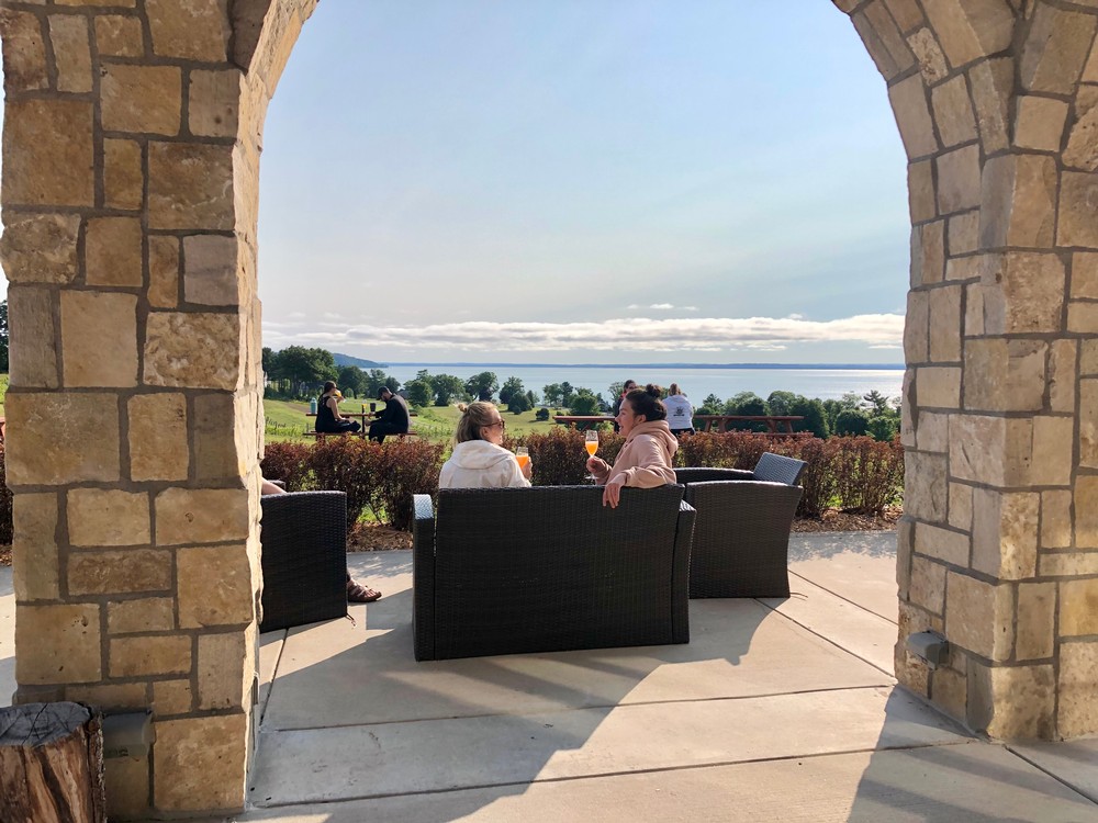 Guests enjoying wine on the patio