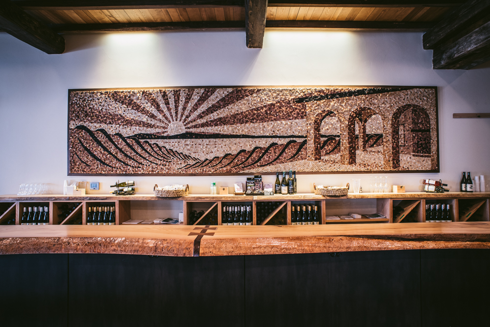Cork Mural by Scott Gunderson in the Mari Tasting Room