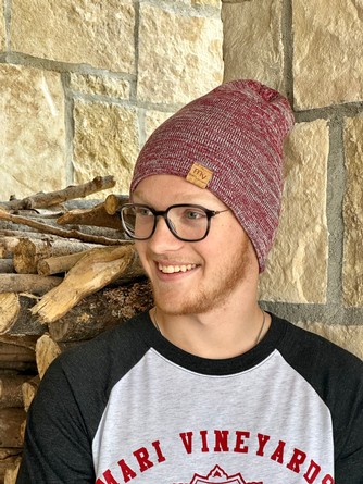 Red & Grey MV Slouch Beanie